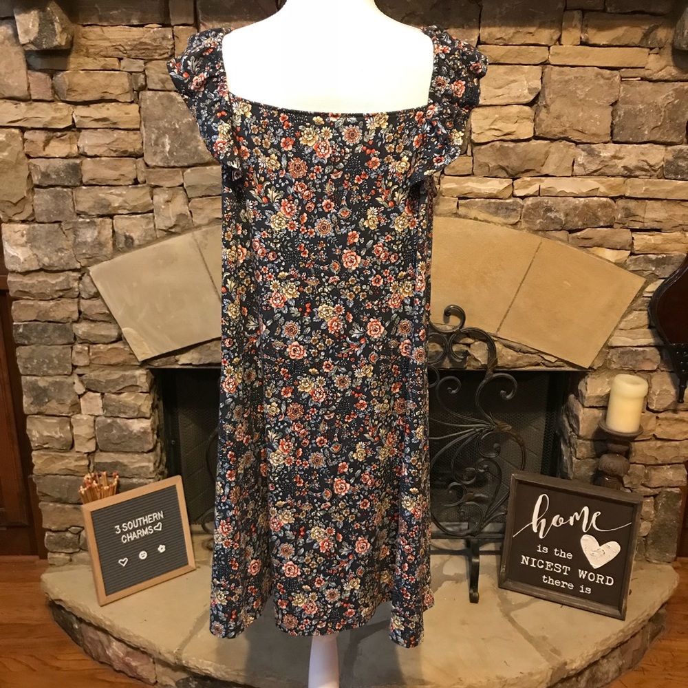 NWT LOFT Rose Garden Flutter Swing Dress Large - Picture 5 of 7